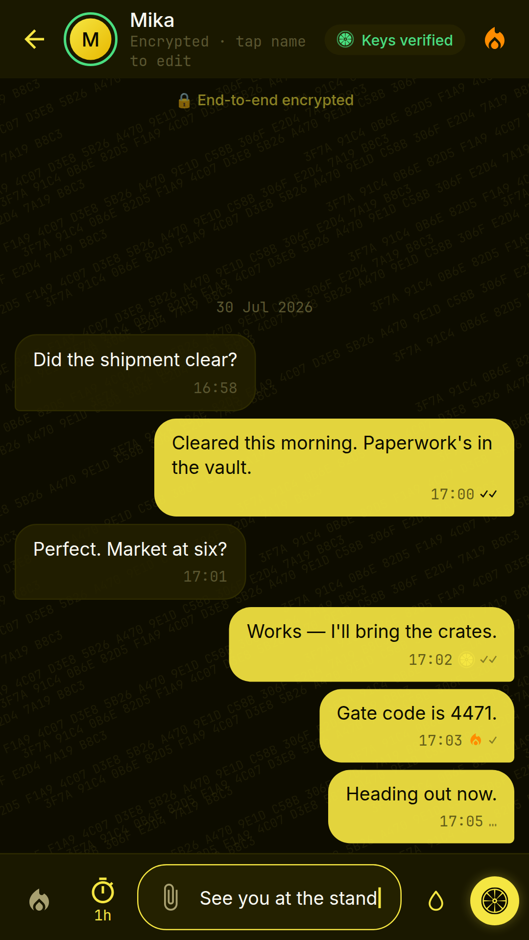 A Zitrone conversation showing message bubbles with delivery states